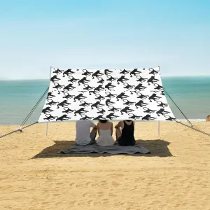 Beach Shade Tent with UPF50  UV Protection,Pattern of Mud Monkeys Lightweight Camping Sun Shelter for Outdoor,Camping Trips, Fishing, Backyard,Picnics,Easy Set Up and Carry 9x10.5 FT