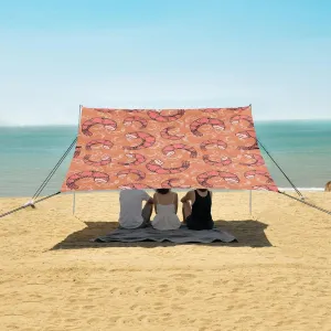 Beach Shade Tent with UPF50  UV Protection,Pink Tail of Shrimp Lightweight Camping Sun Shelter for Outdoor,Camping Trips, Fishing, Backyard,Picnics,Easy Set Up and Carry 9x10.5 FT
