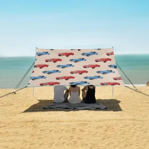 Beach Shade Tent with UPF50  UV Protection,Retro Blue and Red Race Car Lightweight Camping Sun Shelter for Outdoor,Camping Trips, Fishing, Backyard,Picnics,Easy Set Up and Carry 9x10.5 FT
