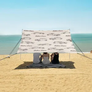 Beach Shade Tent with UPF50  UV Protection,Set of Retro Cars Lightweight Camping Sun Shelter for Outdoor,Camping Trips, Fishing, Backyard,Picnics,Easy Set Up and Carry 9x10.5 FT