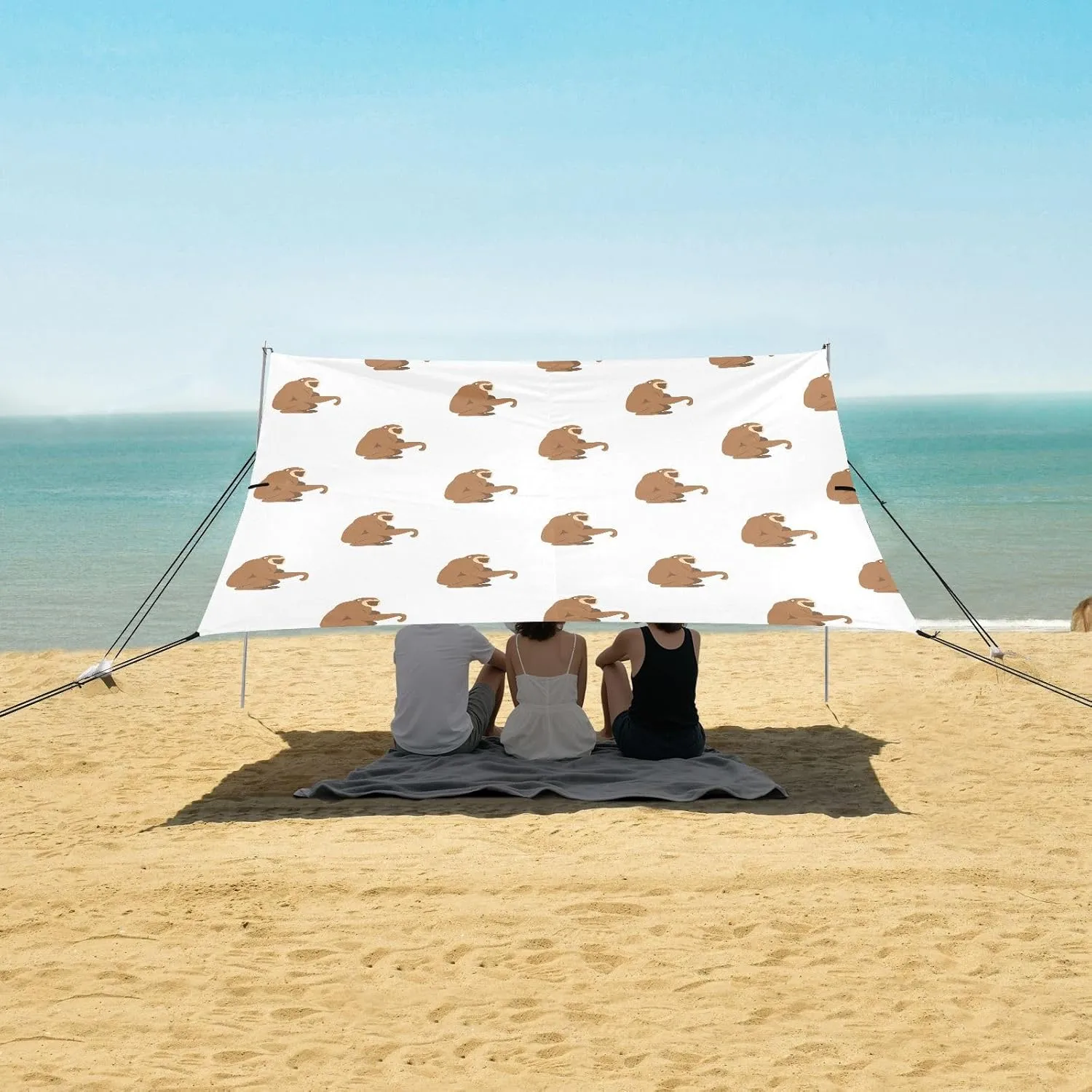 Beach Shade Tent with UPF50  UV Protection,Sitting Monkey Pattern Lightweight Camping Sun Shelter for Outdoor,Camping Trips, Fishing, Backyard,Picnics,Easy Set Up and Carry 9x10.5 FT