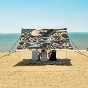 Beach Shade Tent with UPF50  UV Protection,Vintage Flag with Eagle Lightweight Camping Sun Shelter for Outdoor,Camping Trips, Fishing, Backyard,Picnics,Easy Set Up and Carry 9x10.5 FT