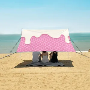 Beach Shade Tent with UPF50  UV Protection,White Chocolate Melted on Wafer Lightweight Camping Sun Shelter for Outdoor,Camping Trips, Fishing, Backyard,Picnics,Easy Set Up and Carry 9x10.5 FT