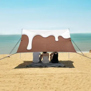 Beach Shade Tent with UPF50  UV Protection,White Melting Chocolate Wafer Lightweight Camping Sun Shelter for Outdoor,Camping Trips, Fishing, Backyard,Picnics,Easy Set Up and Carry 9x10.5 FT