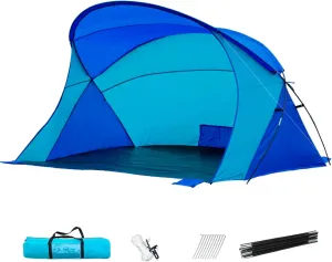 Beach Tent, Waterproof Beach Canopy, Fishing Tent with Windproof Sandbag, Support Pole, Rope and Floor Nail, Sun Shelter with Storage Bag for Outdoor Camping Canopy Cabana Umbrella