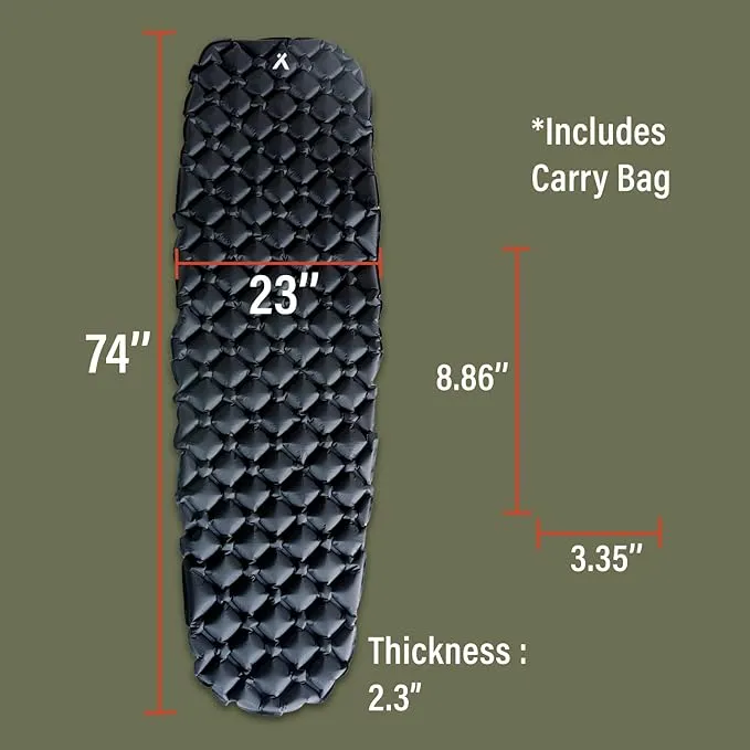 Bear Grylls Inflatable Sleeping Pad for Camping, Lightweight Hiking and Backpacking, Air Bed for Warm and Cold Weather
