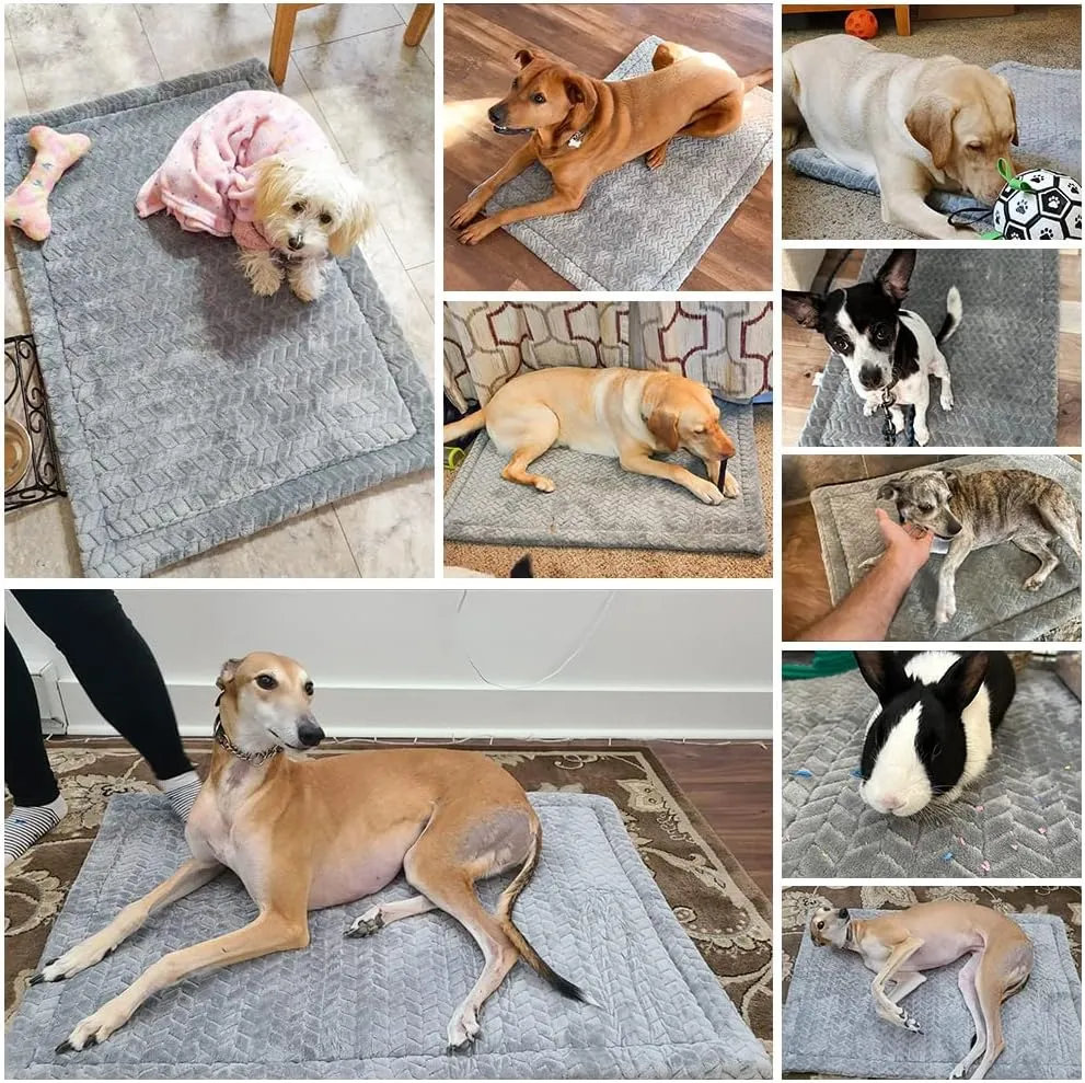 BEAUTYZOO Dog Bed Crate Pad 48 x 30 inch, Washable Dog Crate Mat for XX-Large Sized Dogs, Anti-Slip Pet Crate Bed Kennel Pad, Durable Cozy Puppy Sleeping Mat Rectangle Mattress, Grey