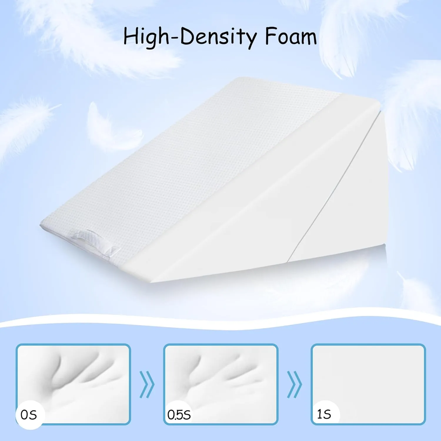 Bed Wedge Pillow for Headboard Sleeping, Adjustable 9 & 12 Inch Wedge Pillow for Back, Leg Support, Memory Foam Wedge 7-in-1 Triangle Elevated Pillow for Bed, Blue & White