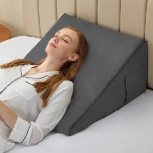 Bed Wedge Pillow for Sleeping, 12 Inch Memory Foam Wedge Pillow Post Surgery, Triangle Pillows Wedge, Elevated Support Pillows for Sleeping, Acid Reflux & Snoring - Removable Washable Cover