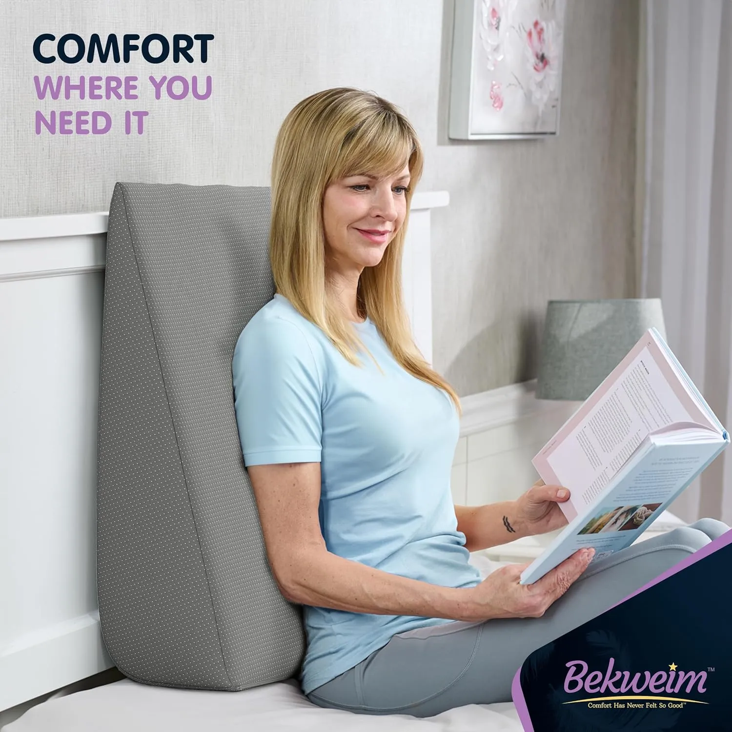 Bed Wedge Pillow | Unique Curved Design for Multi Position Use | Memory Foam Wedge Pillow for Sleeping | Works for Back Support, Leg, Knee | Includes Cover Plus Extra Sheet (Dark Grey)