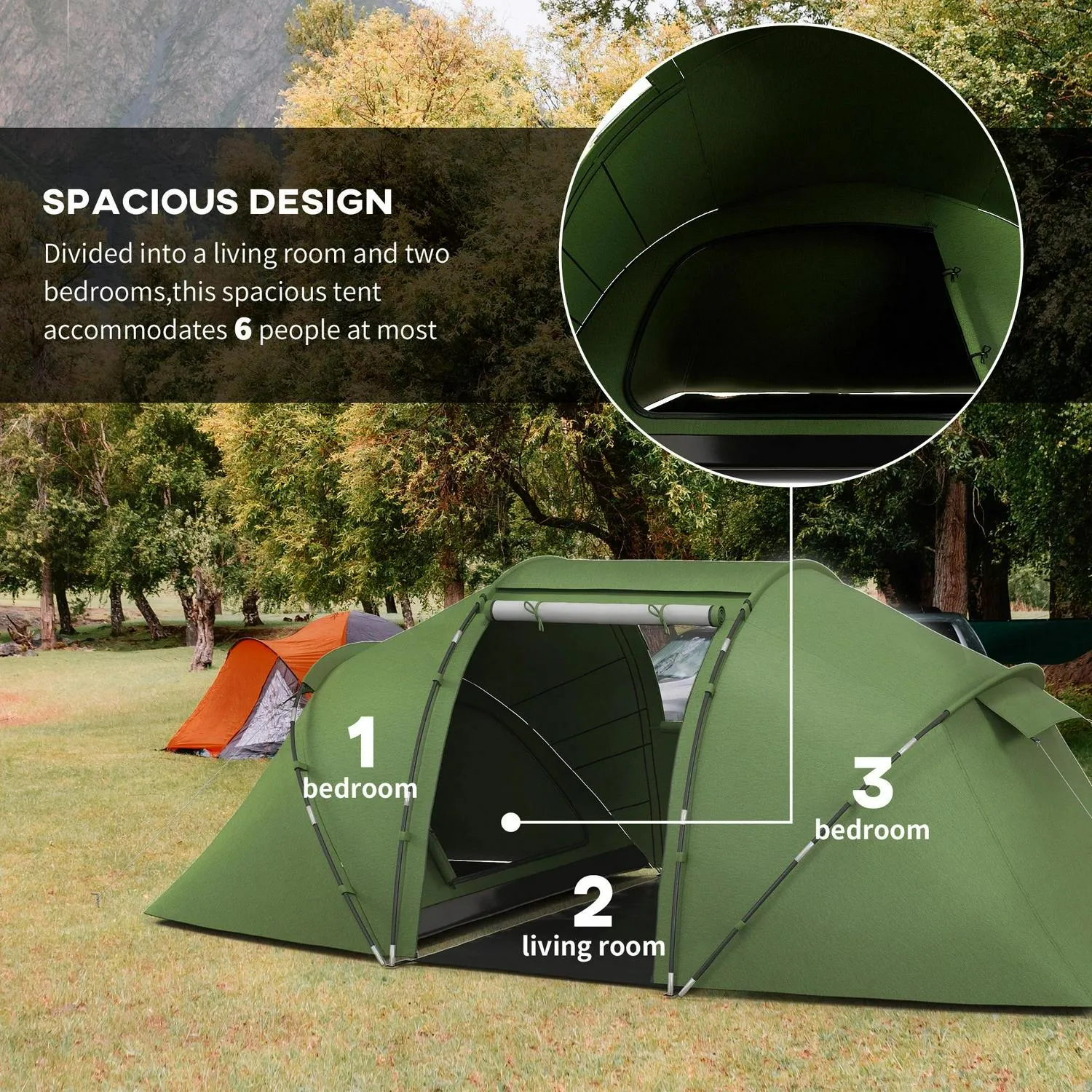 Bedroom, Shelter, Minimalistic Man Dark Tunnel W/ Green Closing soon Tent Hiking Two Protection Outsunny Camping 4-6 UV