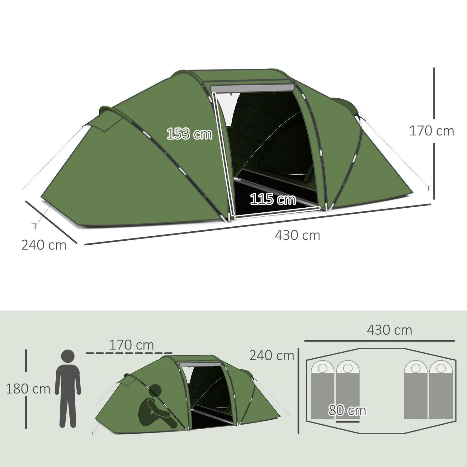 Bedroom, Shelter, Minimalistic Man Dark Tunnel W/ Green Closing soon Tent Hiking Two Protection Outsunny Camping 4-6 UV