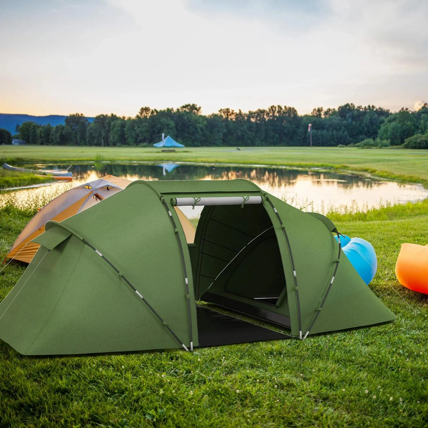 Bedroom, Shelter, Minimalistic Man Dark Tunnel W/ Green Closing soon Tent Hiking Two Protection Outsunny Camping 4-6 UV