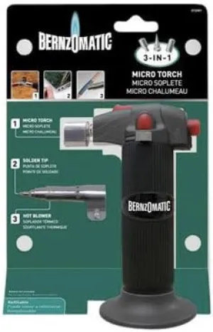 Bernzomatic Micro Torch 3 - In - 1, Butane Three Tips