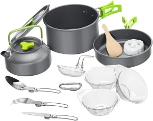 BESPORTBLE 1set Portable Cutlery for Simple Camping Cooking Non-Stick Cookware Kit Anodized Food-Grade Materials for People for Outdoor BBQ Picnic Travel