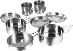 BESPORTBLE Camping Equipment 8-Piece Portable Pot Set Compact Outdoor Cooking Pan Kit for Camping Travel