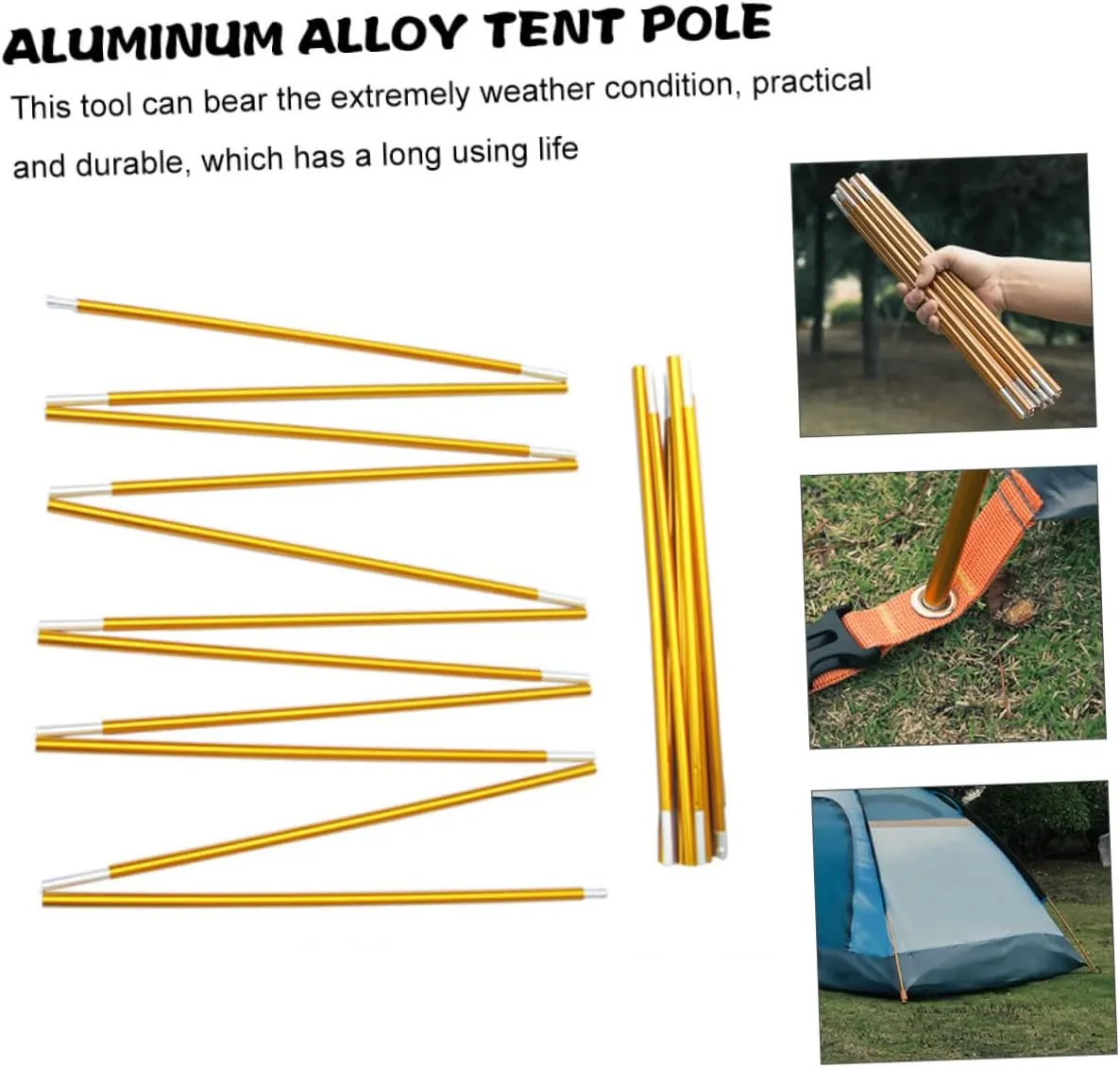 BESPORTBLE Collapsible Tent Poles Lightweight Canopy Support for Camping Portable Folding Design Heavy Duty for