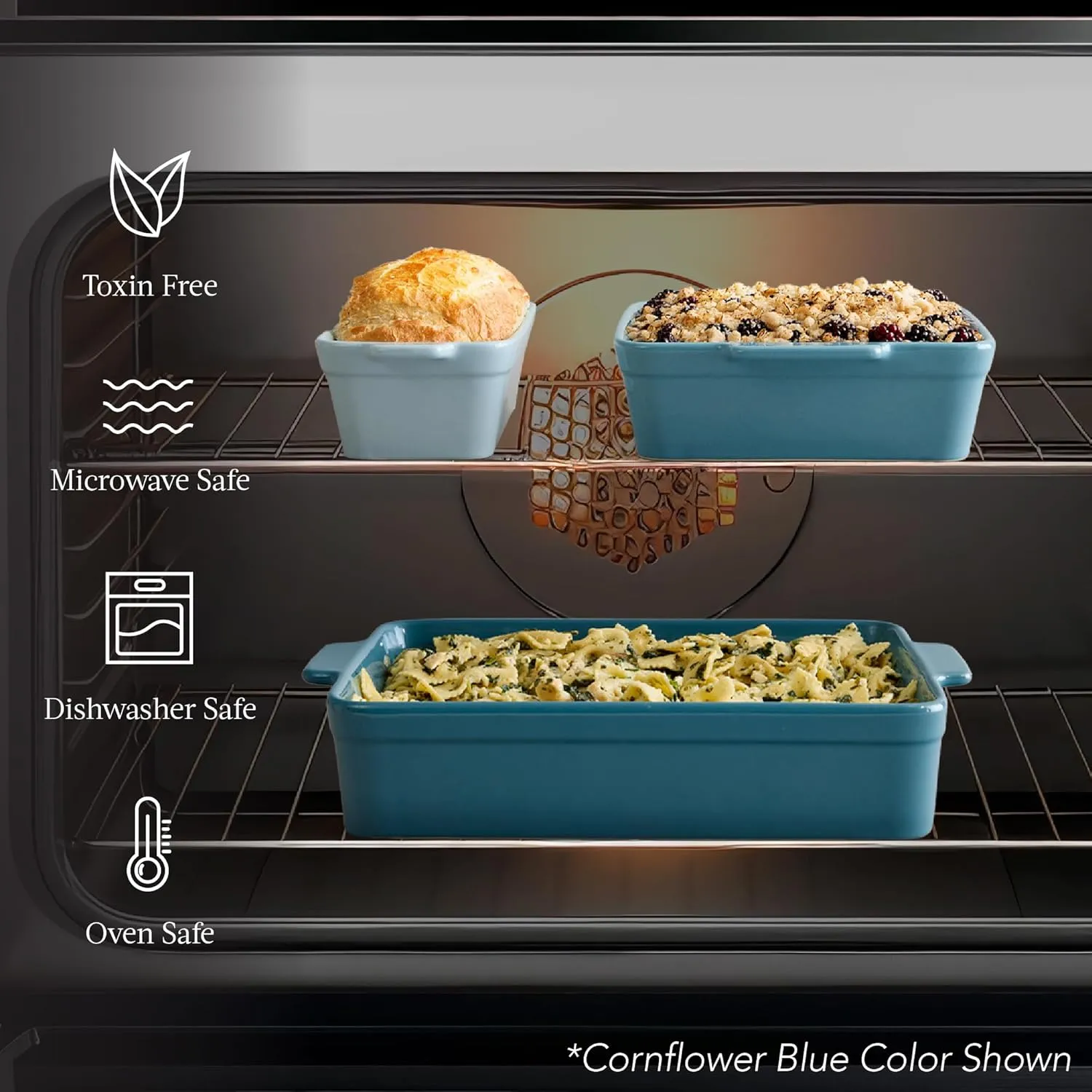 Best Choice Products Bakeware Set, Baking Dish Set, 3-Piece Nonstick, Toxin-Free, Ceramic Serving Dishes, Casserole, Bread Loaf, Square Pan, Space-Saving Nesting Design - Mushroom Beige