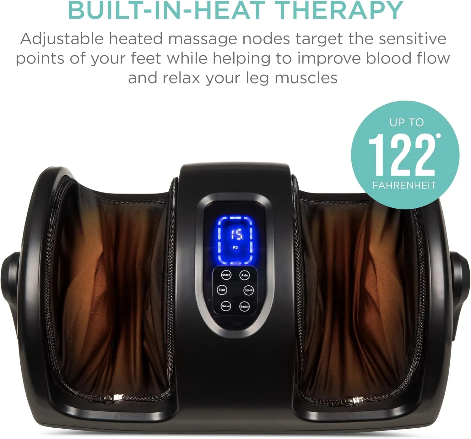 Best Choice Products Heated Shiatsu Foot Massager for Pain Relief, Plantar Fasciitis, Neuropathy, Blood Circulation w/Compact Design - Satin Black