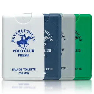 Beverly Hills Polo Club MENS 4PC 20ML POCKET SPRAY - GREEN - CONTAINS FRESH/PLATINUM/BOLD/AQUA