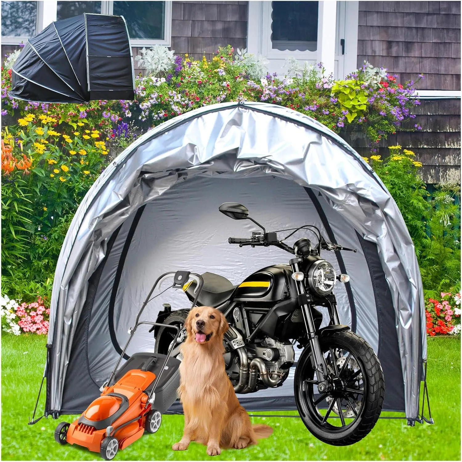 Bike Tent Hanging 2 in 1 Bike Storage Shed for Patio Furniture, Bicycle, Motorcycle Backyard Shed Bicycle Tent,Black