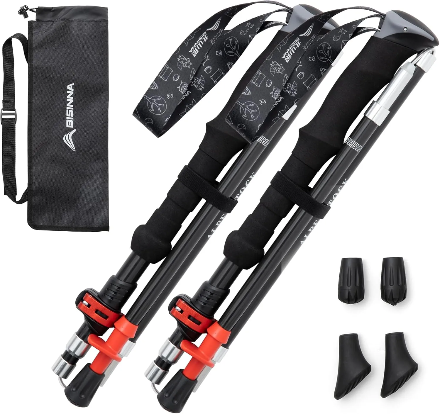 BISINNA Carbon Fiber Trekking Poles - Lightweight Stability