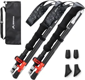 BISINNA Carbon Fiber Trekking Poles - Lightweight Stability