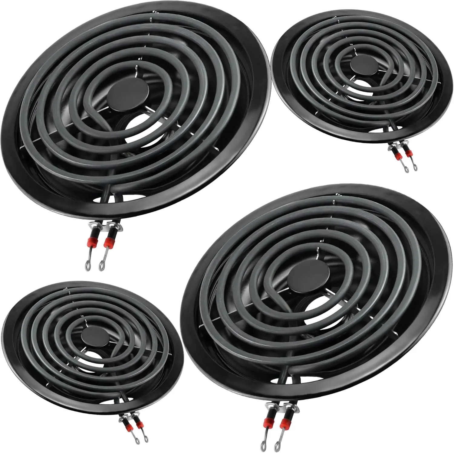 Black Burner Drip Pans Kit 5304430149(6")5304430150(8")&Electric Stove Burners Kit MP15YA(6") MP21YA(8") Compatible for Frigi-daire Ken-more Electric Range Stove Replaces 318067041 318067051 by MIFLUS