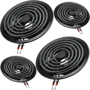 Black Burner Drip Pans Kit 5304430149(6")5304430150(8")&Electric Stove Burners Kit MP15YA(6") MP21YA(8") Compatible for Frigi-daire Ken-more Electric Range Stove Replaces 318067041 318067051 by MIFLUS
