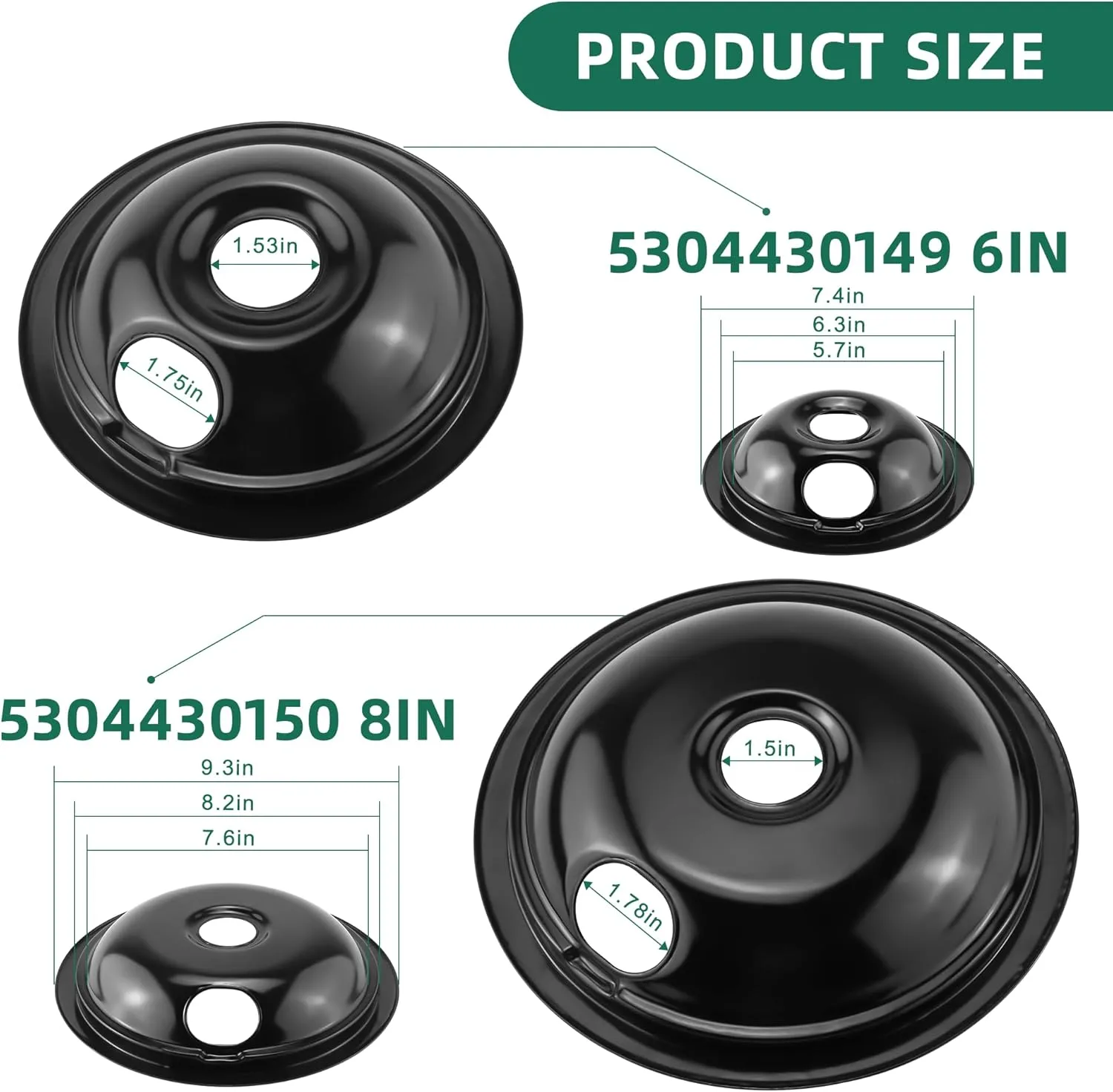Black Burner Drip Pans Kit 5304430149(6")5304430150(8")&Electric Stove Burners Kit MP15YA(6") MP21YA(8") Compatible for Frigi-daire Ken-more Electric Range Stove Replaces 318067041 318067051 by MIFLUS