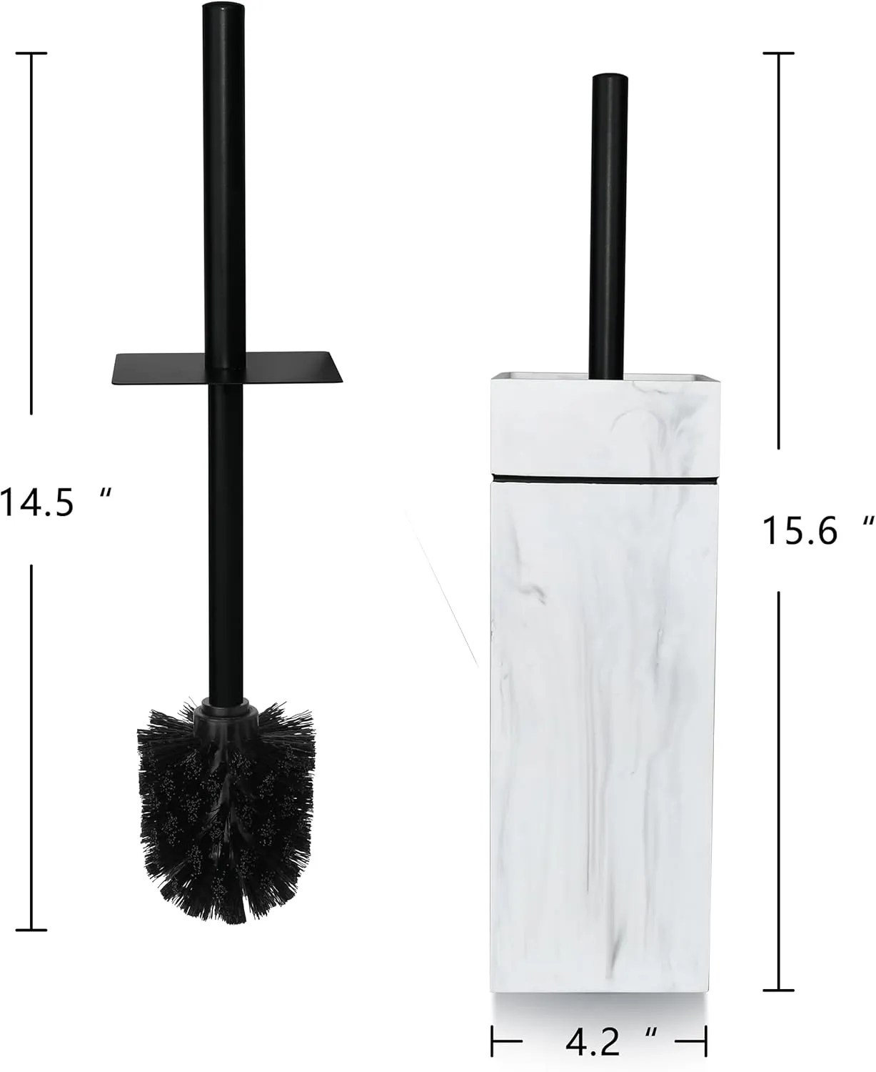 Black Line Design Resin Toilet Bowl Holder and Brush Set, Stylish Bathroom Cleaning Tool with Durable Bristles, Compact and Functional