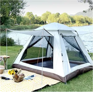 Black Out Tent 4 People Double Doors and Four Windows, Large Tents for Camping Stable and Practical Easy Tents to Put Up for Family,Outdoor,Hiking and Mountaineering
