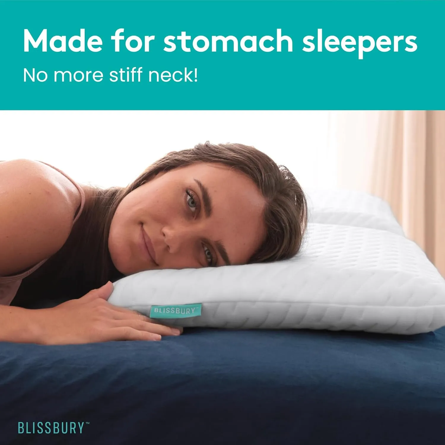 BLISSBURY Stomach Sleeping Pillow - Flat Pillows for Sleeping | Thin Memory Foam Pillow for Stomach Sleepers | Ultra Thin Pillow for Sleeping | Slim Pillow, Stomach Sleeper Pillow | 2.6 Inch Thickness