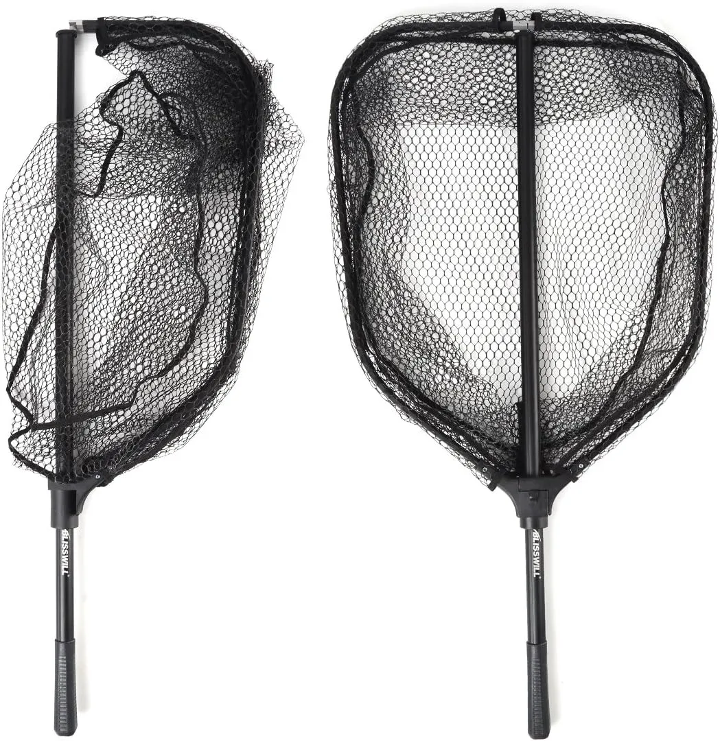 BLISSWILL Large Fishing Net - Collapsible Landing Net With Extendable Handle, Knotless Nylon, Safe and Durable Telescopic Dip Net for Fishing