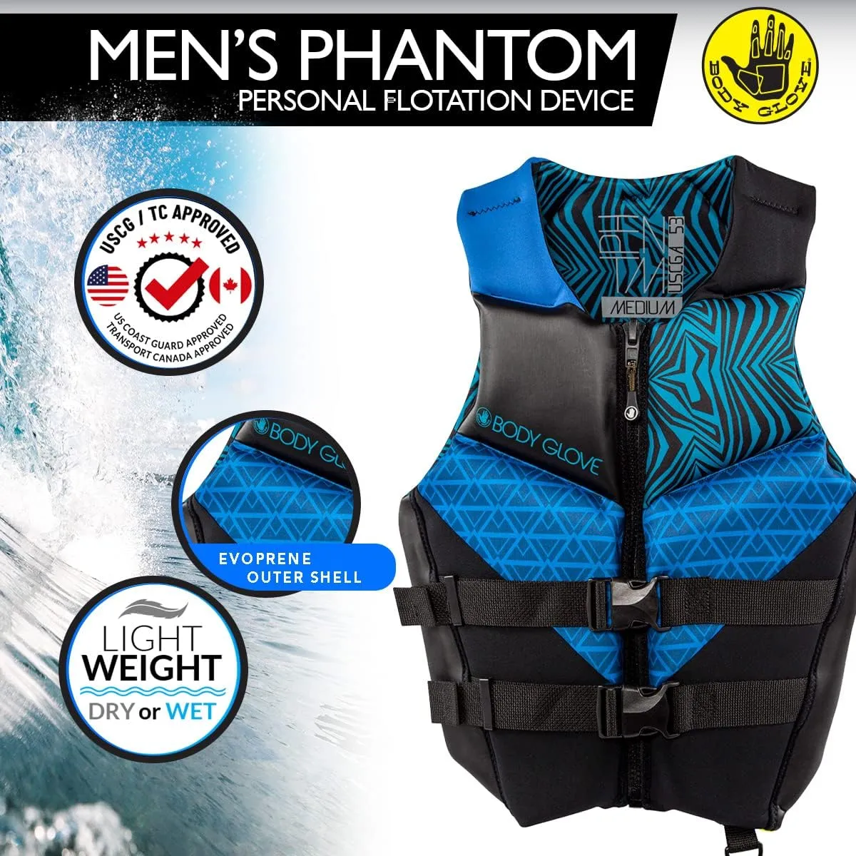 Body Glove Men’s Phantom USCGA Life Jacket PFD