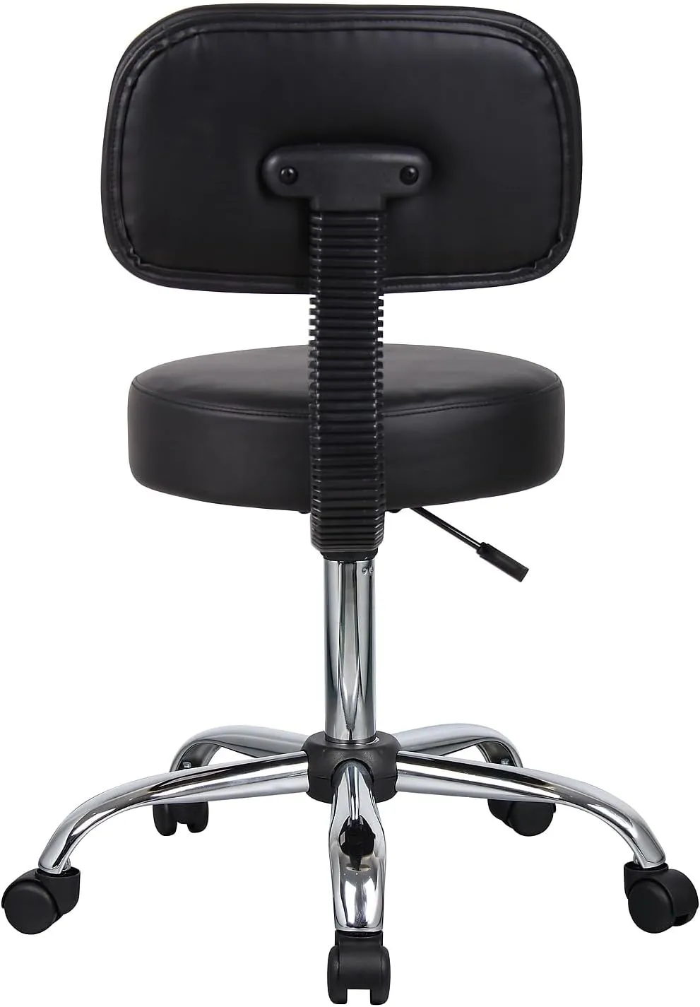 Boss Office Products Be Well Medical Spa Stool with Back in Vinyl, Black