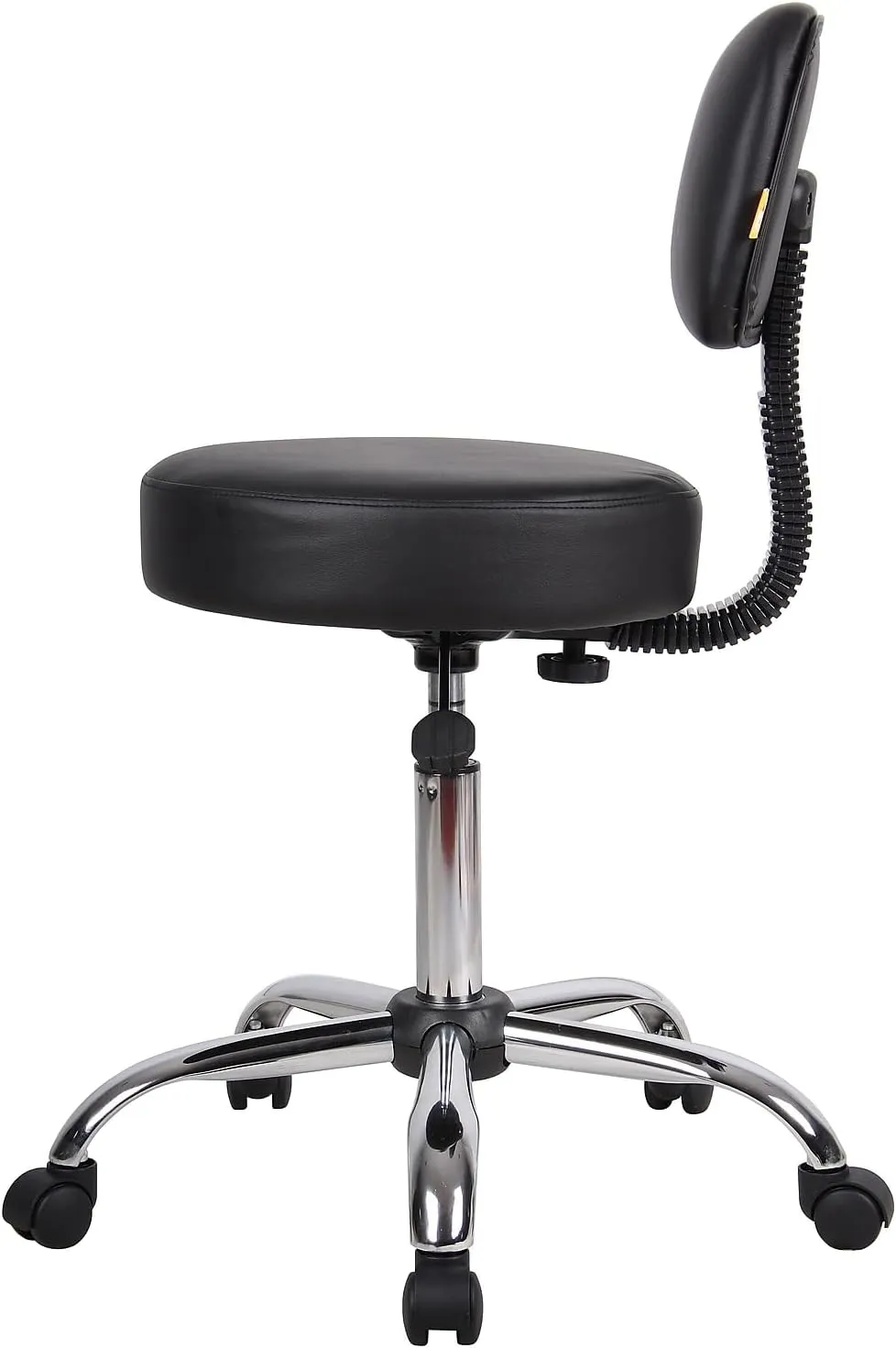 Boss Office Products Be Well Medical Spa Stool with Back in Vinyl, Black