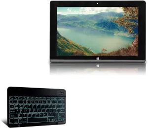 BoxWave Keyboard Compatible with Fusion5 FWIN232 Plus S1 - SlimKeys Bluetooth Keyboard - with Backlight, Portable Slim LED 7 Colors - Jet Black