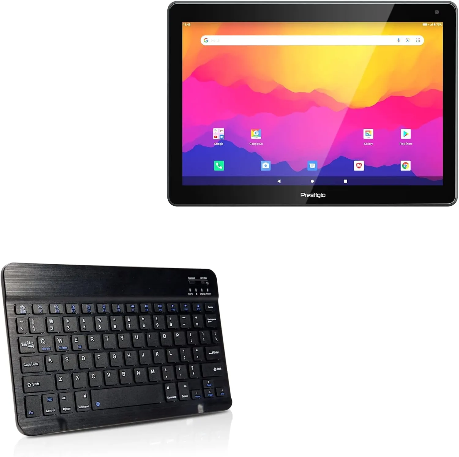 BoxWave Keyboard Compatible with Prestigio Muze 3231 - SlimKeys Bluetooth Keyboard, Portable Thin with Chiclet-Style Keys - Jet Black