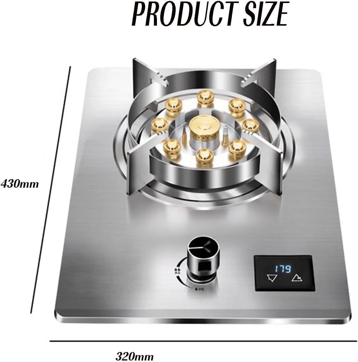 Built-in Dual-purpose Gas Stove,Stainless Steel Nine-burner Gas Stove With Timer,Home Kitchen with Flameout Protection for Home Brewing(LPG)