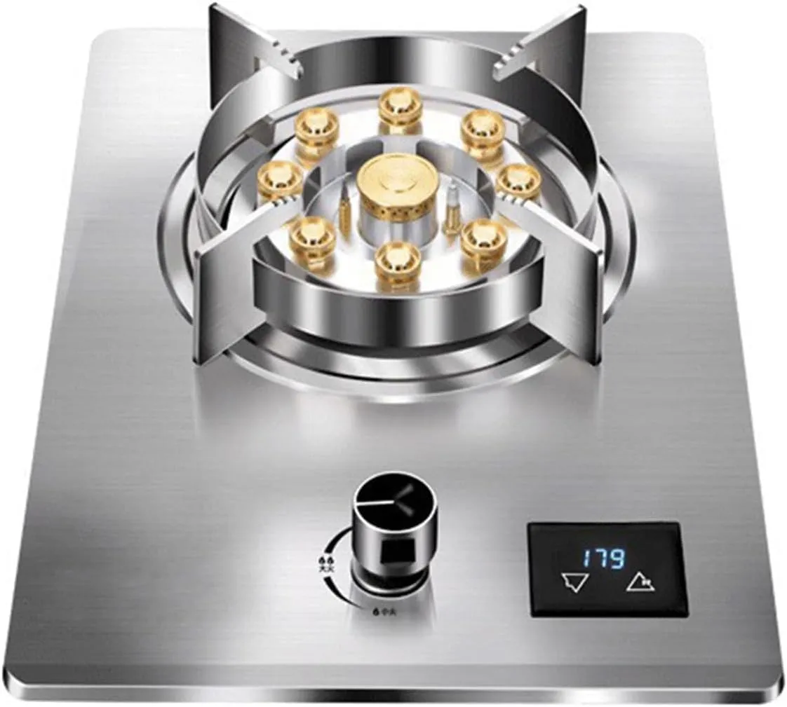Built-in Dual-purpose Gas Stove,Stainless Steel Nine-burner Gas Stove With Timer,Home Kitchen with Flameout Protection for Home Brewing(LPG)