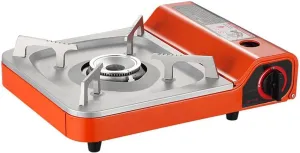 Burner Butane Camping Stove, Portable Wind Guard Butane Stove, Single Burner Gas Stove, Camping and Backpacking Essentials, Piezo Electric Ignition, Hard Carrying Case