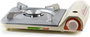 Burner Butane Stove, Portable Camping Stove Push-Button Instant Ignition, Includes Precise Temperature Control