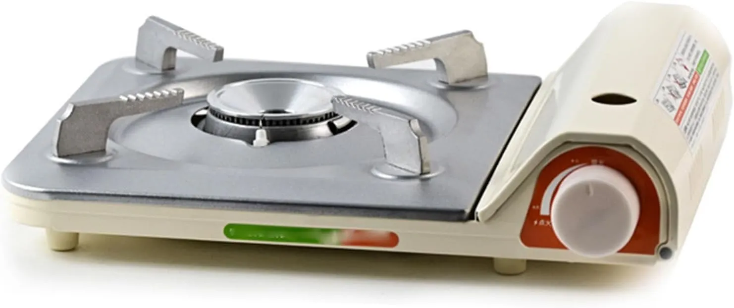 Burner Butane Stove, Portable Camping Stove Push-Button Instant Ignition, Includes Precise Temperature Control