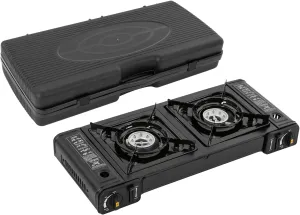 Butane Camping Stove 2 Burners Stove Portable Gas Stove Double Auto Ignition Cooktop Camping Burner for Home, Campgrounds, Outdoor Kitchens, Apartments