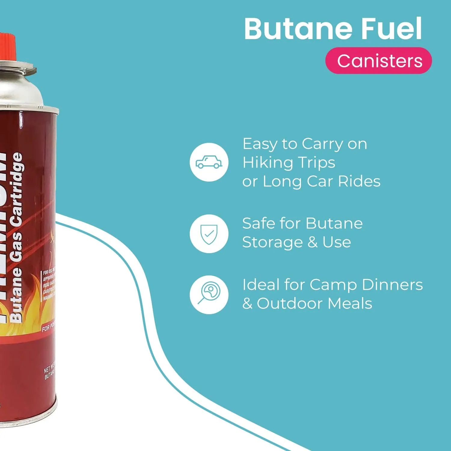 Butane Fuel Canisters for Portable Camping Stoves, Gas Burners, UL Listed, 8 oz. Per Canister - Set of 8