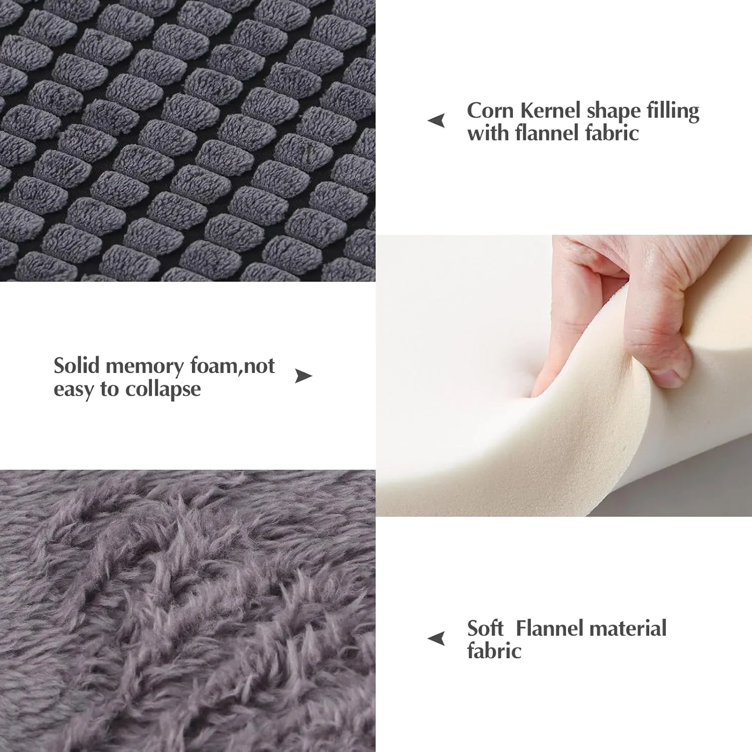 BVAGSS Dog Bed Mat,Reversible Dog Crate Pad, Memory Foam Soft Warm Pet Cushion for Small Medium Dogs, Washable Pet Sleeping Mattress Kennel Bed Pad XH079 (36''x23''x1.6'',Light Grey)
