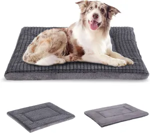 BVAGSS Dog Bed Mat,Reversible Dog Crate Pad, Memory Foam Soft Warm Pet Cushion for Small Medium Dogs, Washable Pet Sleeping Mattress Kennel Bed Pad XH079 (36''x23''x1.6'',Light Grey)