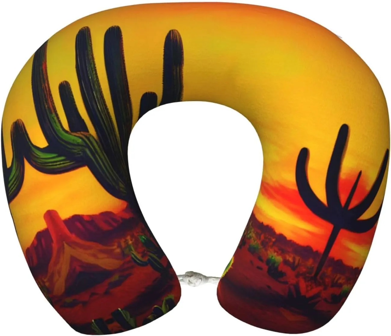 Cactus in Desert Print Memory Foam Travel Pillow â€“ Soft for Flights, Road Trips, Long Distance, Sleeping Neck Support