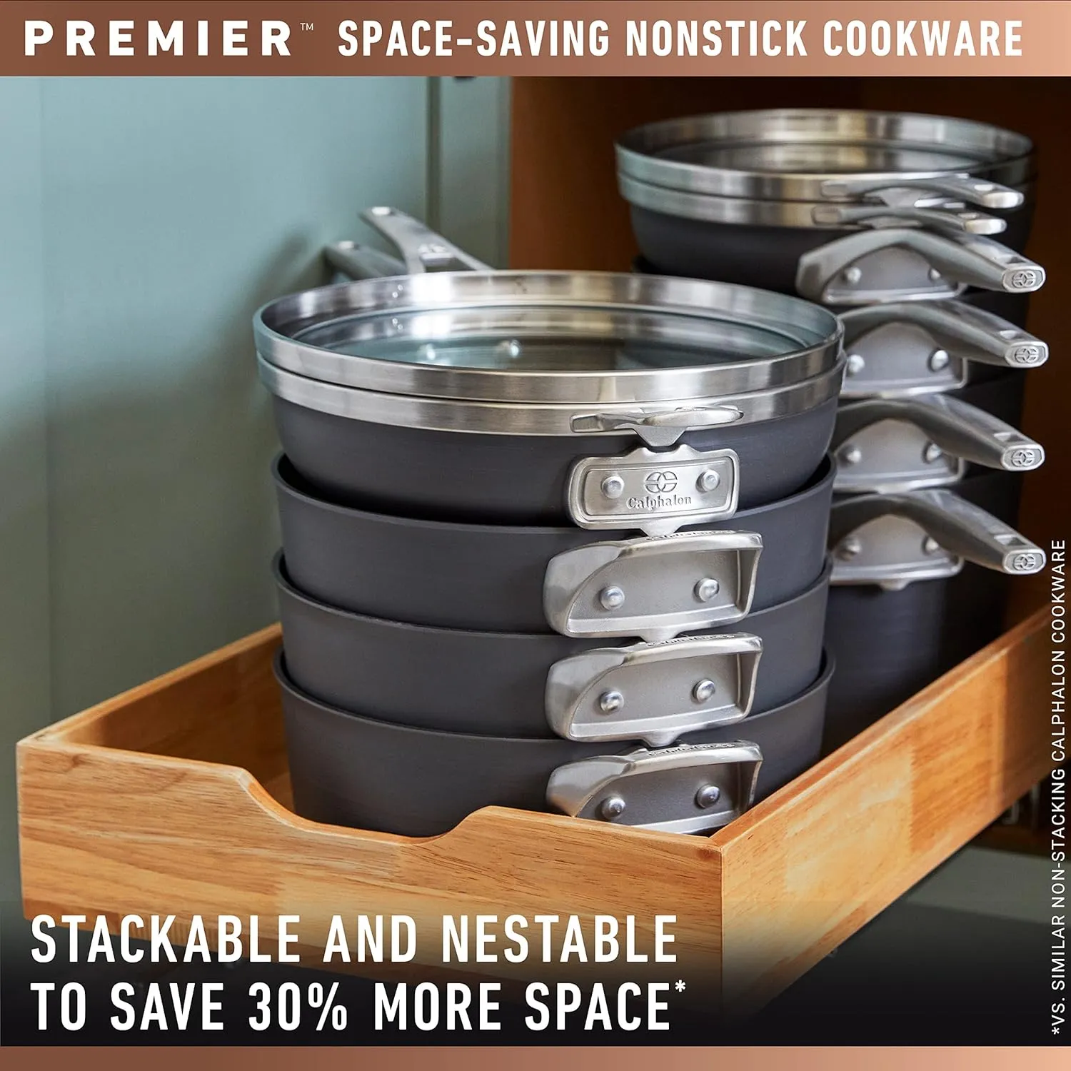 Calphalon Premier Hard-Anodized Nonstick Cookware Set, 11-Piece, Metal Utensil Safe, PFOA-Free